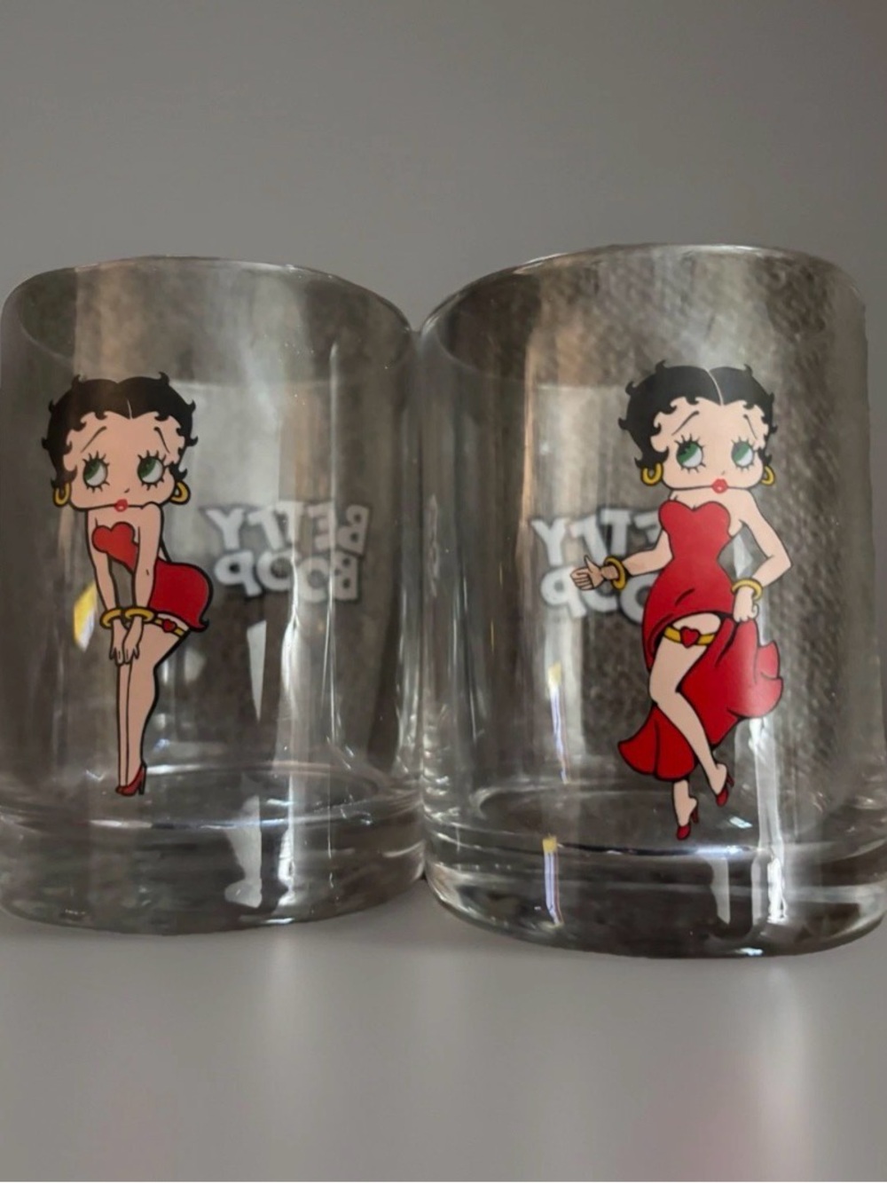 Betty Boop 12 Oz Double Old Fashion Glasses New In Box Is Great Shape - Picture 3 of 7
